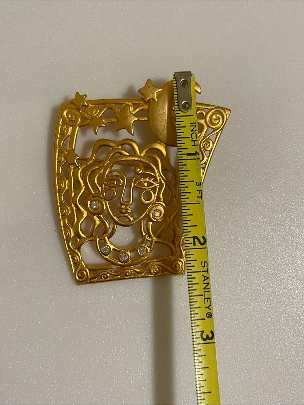 Vintage JJ Gold Celestial Woman Pendant Pin brooch signed - Picture 4 of 5